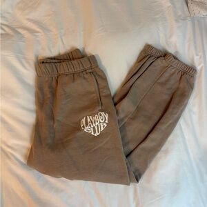PLAYBOY brown comfortable sweatpants with Elastic Cuffs and pockets: skater